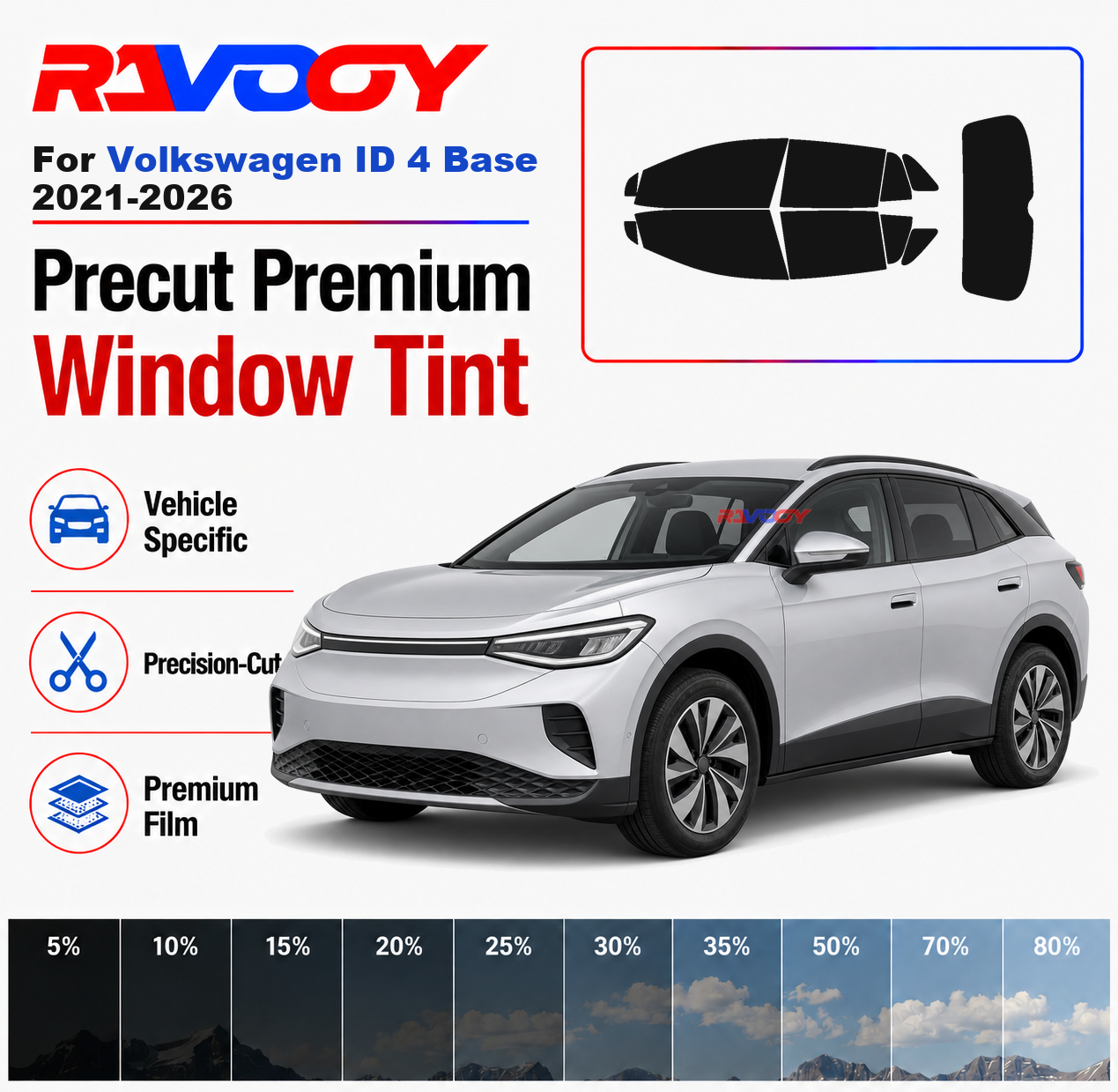 Privacy Screen Protector - Premium Precut Window Tint Kit Front