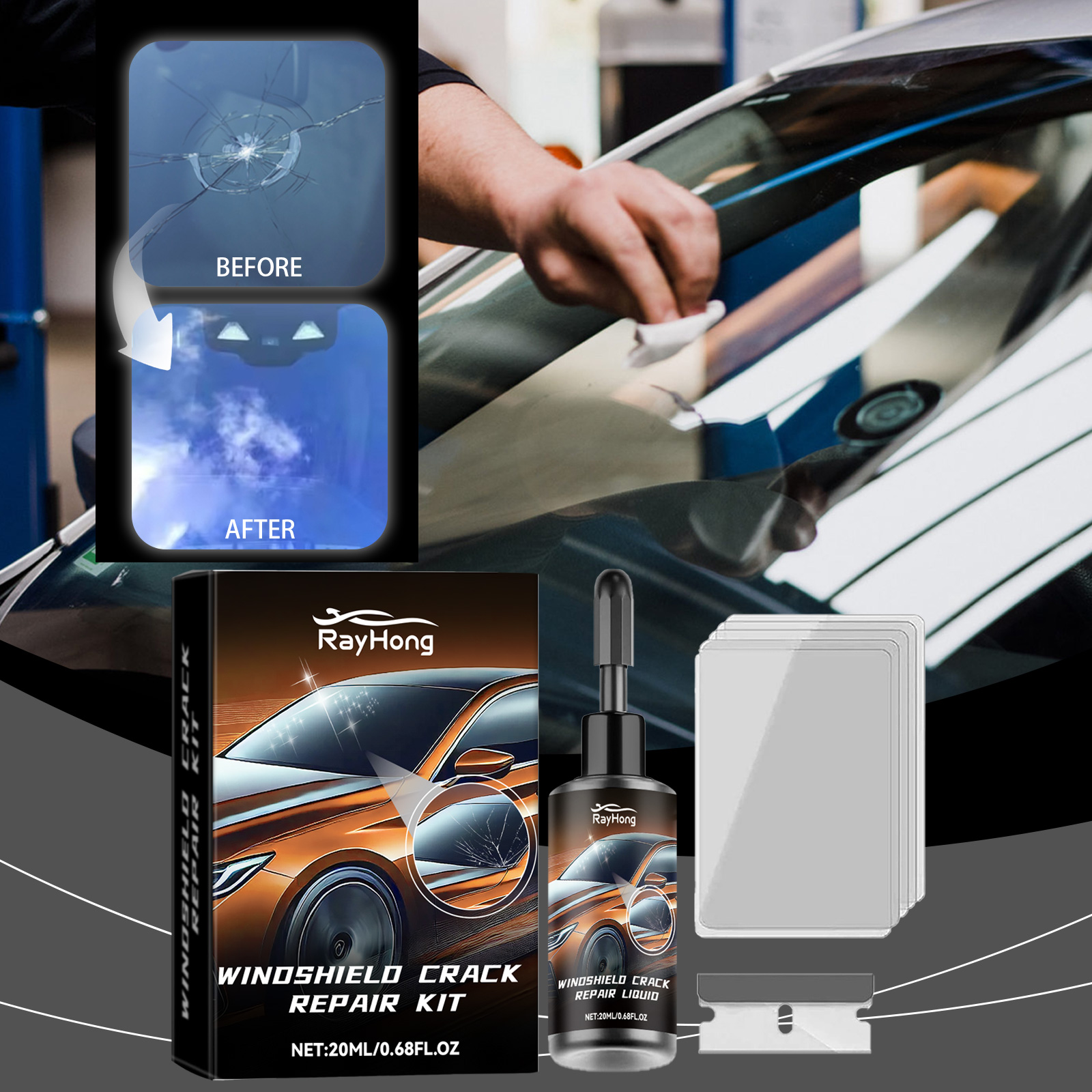 Car Windshield Crack Repair Re - Liquid Uv Glue Kit ulasan dan harga