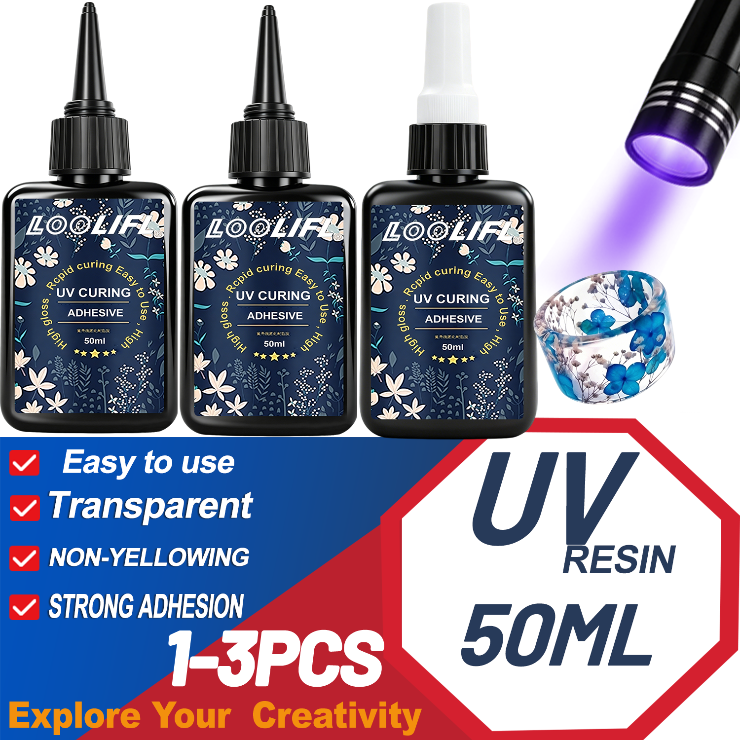 LOOLIFL UV Resin Glue 50G Kit  - Liquid Uv Glue Kit ulasan dan harga