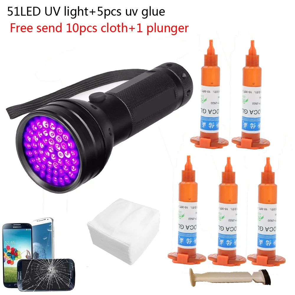 51 led UV light 5pcs/lot 5g TP - Liquid Uv Glue Kit ulasan dan harga