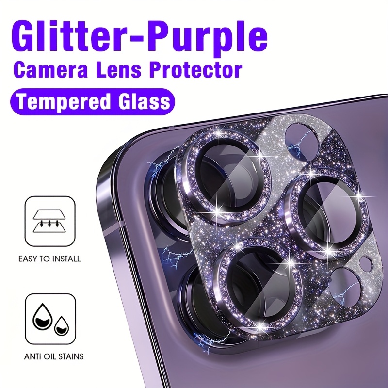 1 Pcs Glitter-Purple Camera Le - Tempered Glass Screen 9H ulasan dan harga