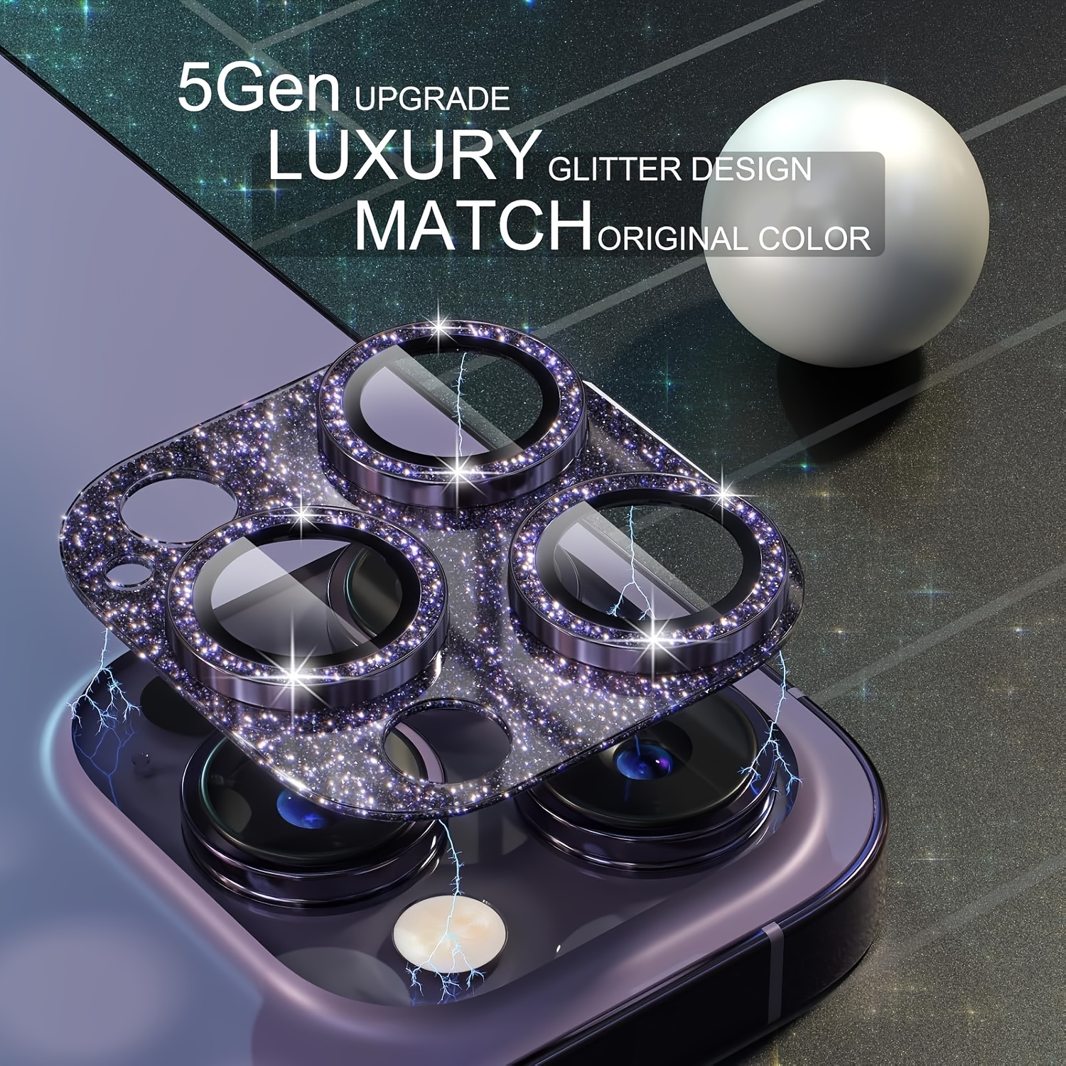 1 Pcs Glitter-Purple Camera Le - Tempered Glass Screen 9H ulasan dan harga
