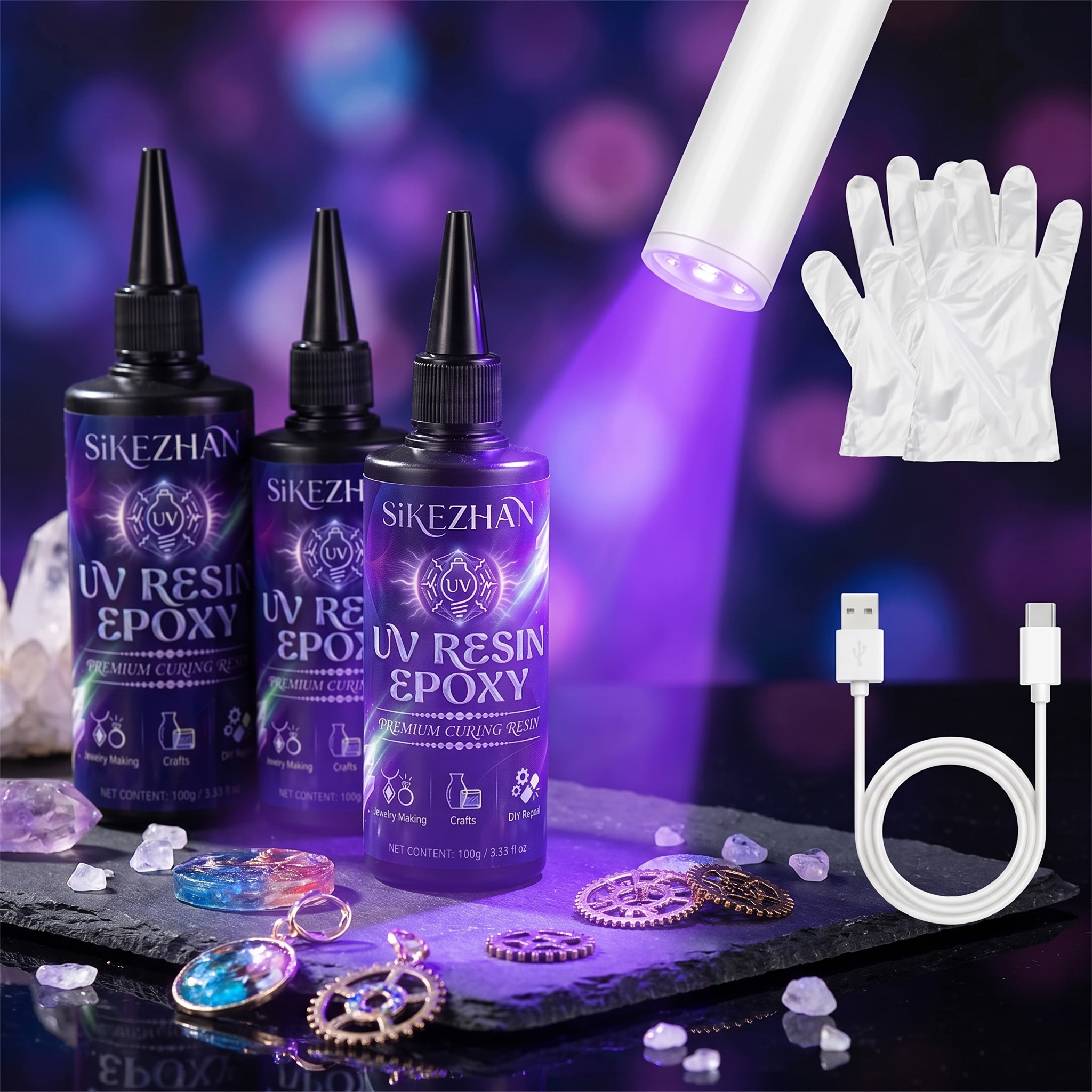 Crystal Clear UV Glue Kit with - Liquid Uv Glue Kit ulasan dan harga