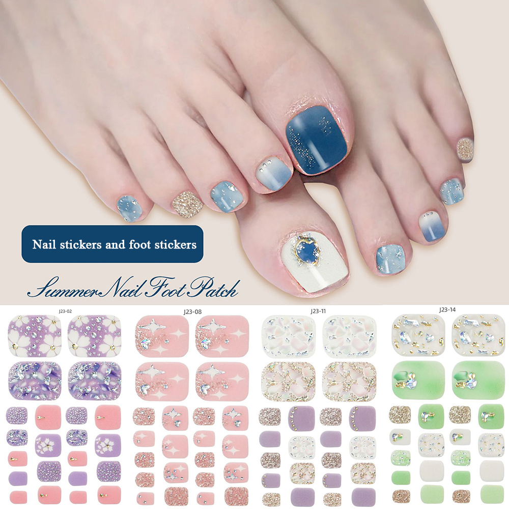 22tips/Sheet Toe Nail Stickers - Full Cover Adhesive ulasan dan harga