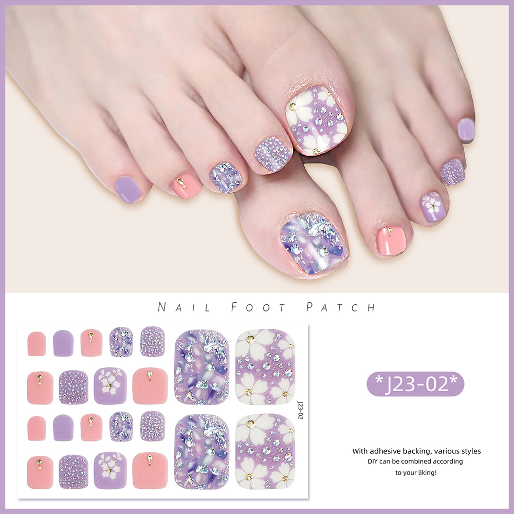22tips/Sheet Toe Nail Stickers - Full Cover Adhesive ulasan dan harga