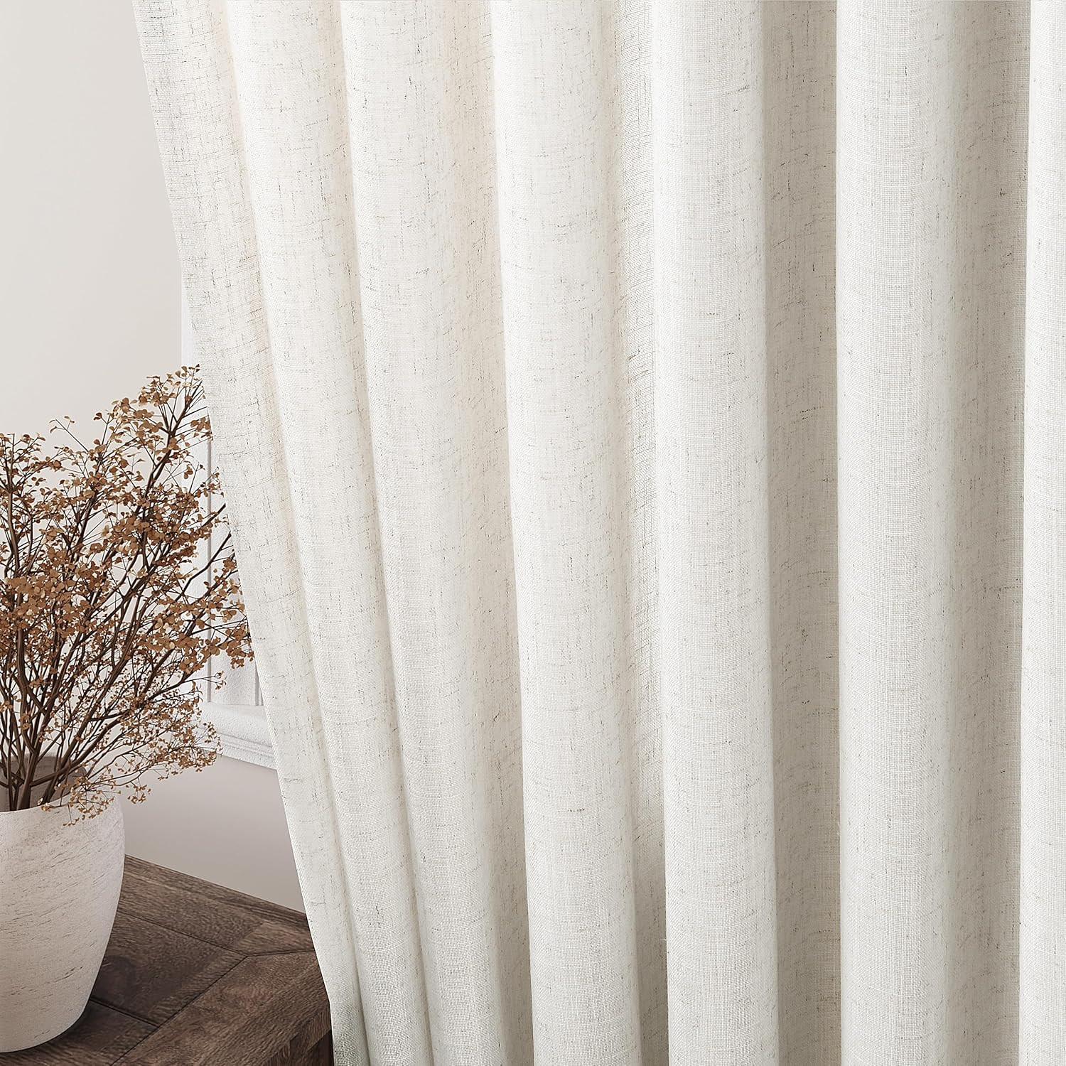 Cream Linen Back Tab Curtains  - Privacy Filter 2Pack ulasan dan harga