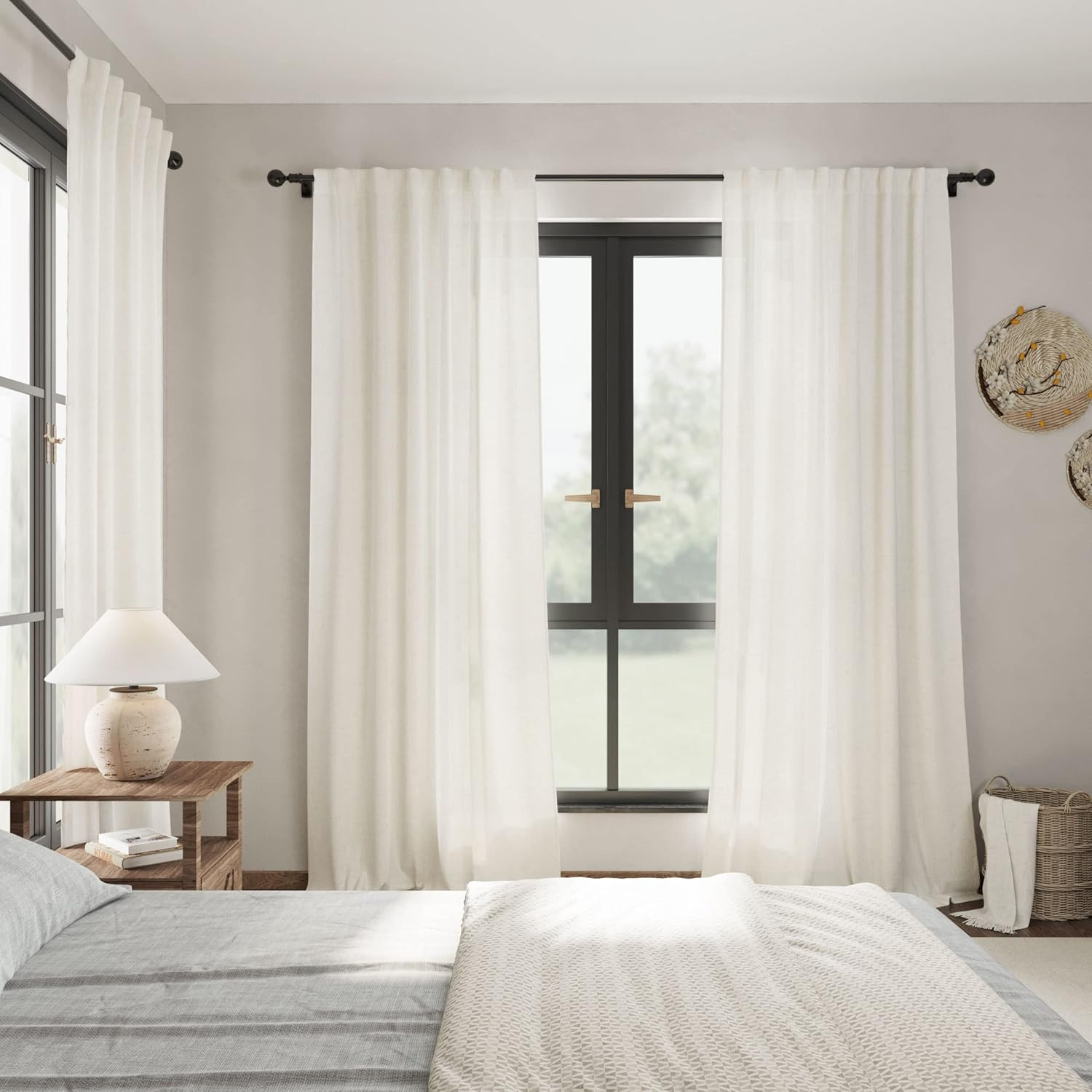 Cream Linen Back Tab Curtains  - Privacy Filter 2Pack ulasan dan harga